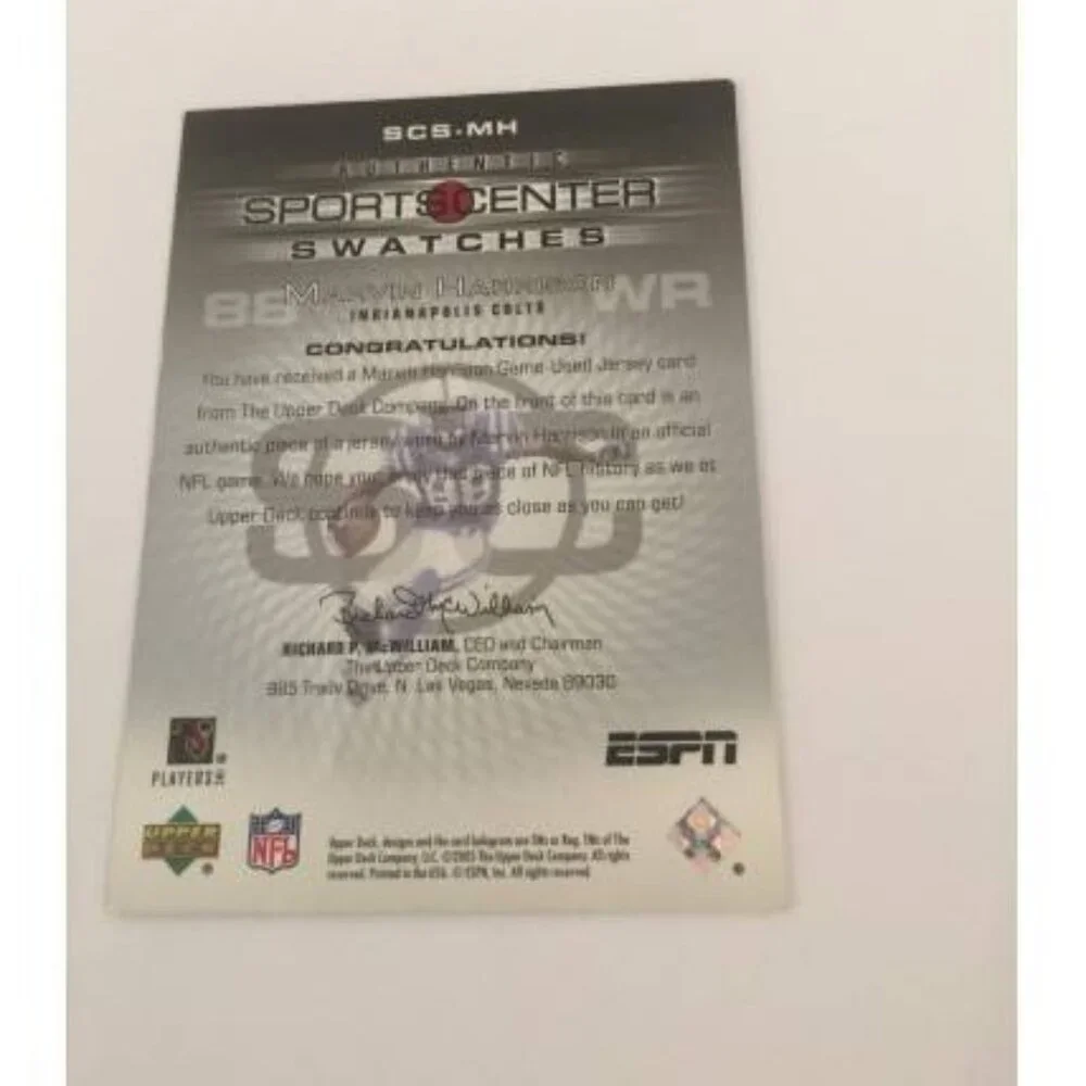 2005 UD Sports Center Swatches Marvin Harrison Colts #SCS-MH (042)